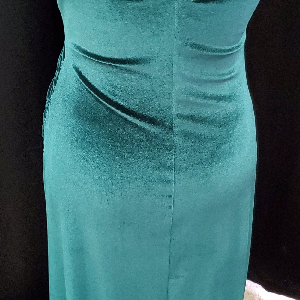 Sexy Reformation One Shoulder Teal Velvet Dress Size M - Picture 5 of 11
